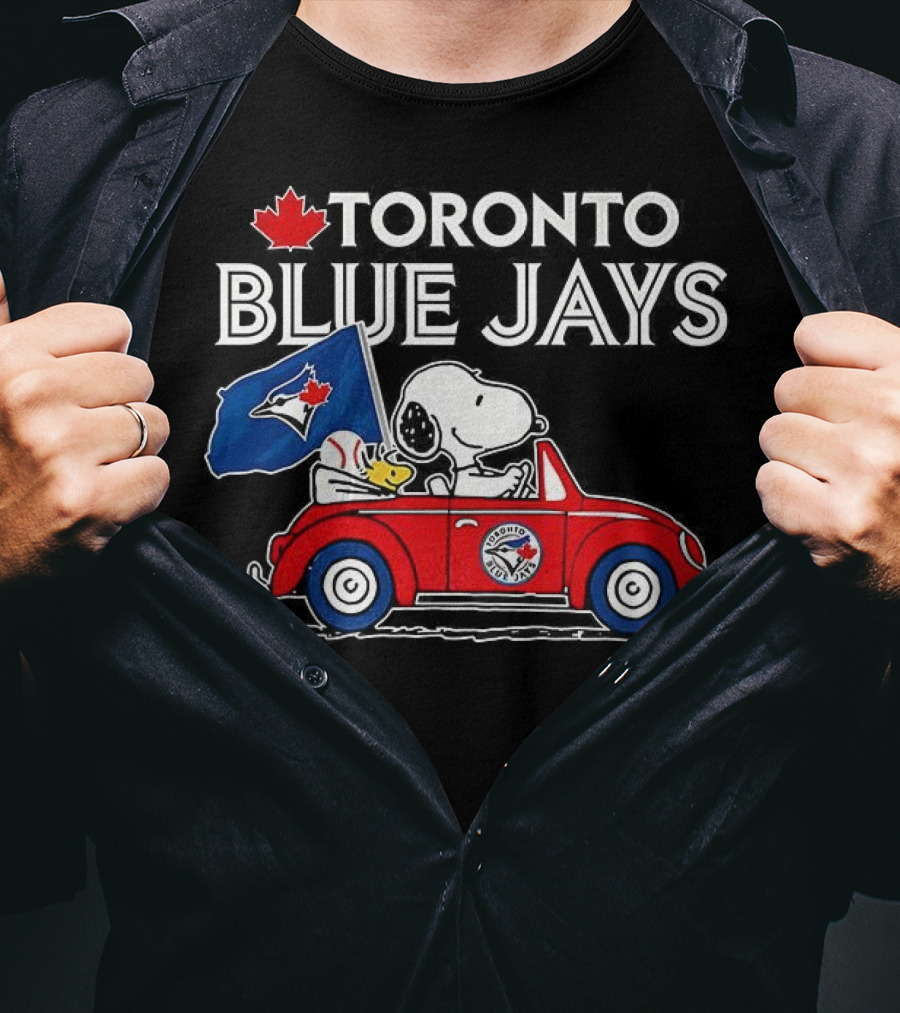 Toronto Blue Jays Snoopy Woodstock Volkswagen Beetle Fan Celebration T-Shirt
