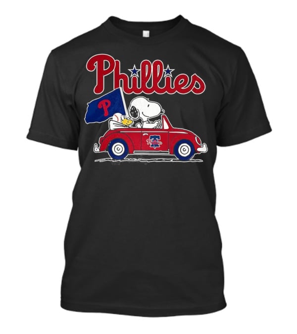 Snoopy Woodstock Philadelphia Phillies Car Baseball Flag T-Shirt
