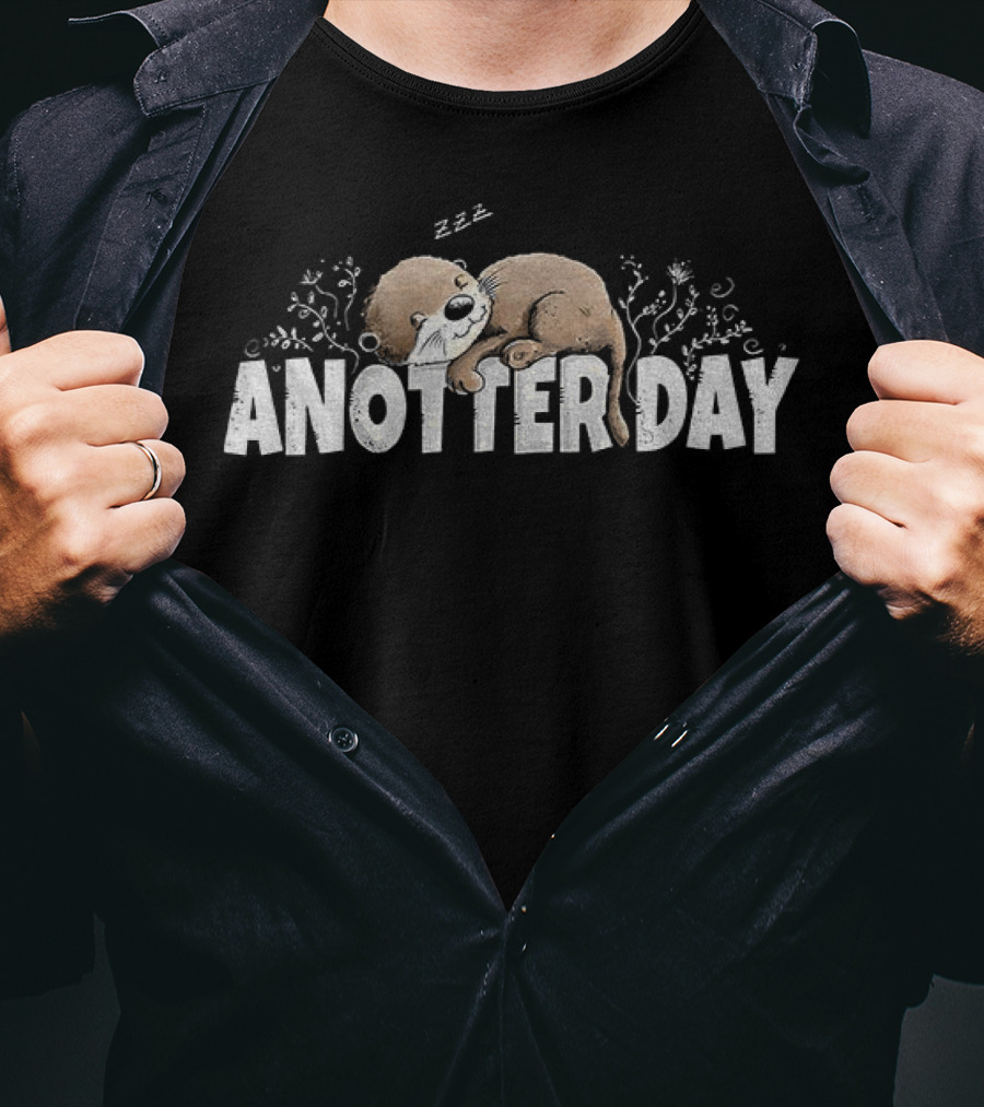 Anotter Day Otter Sleeping With Plants And Zzz T-Shirt