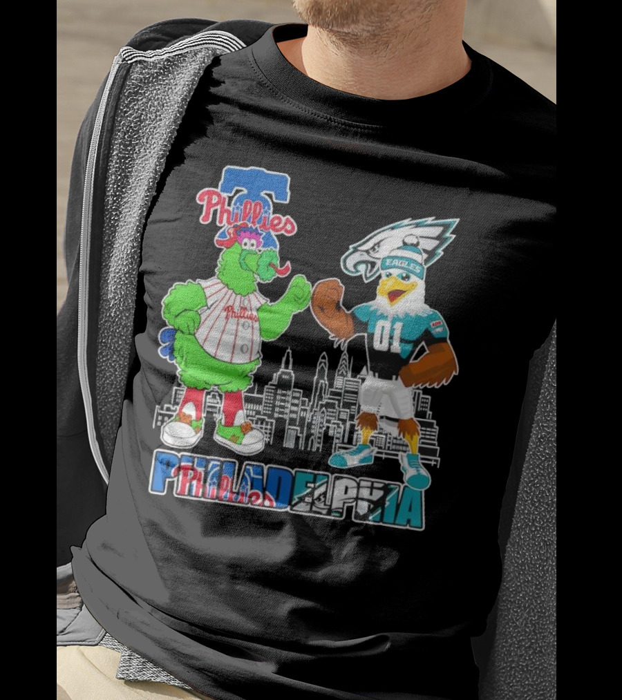 Phillie Phanatic Philadelphia Phillies Swoop Eagles Skyline Philadelphia T-Shirt