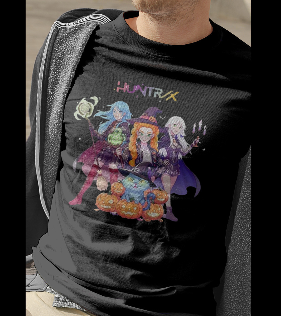 Huntrix Halloween 2025 Pumpkin Kpop Demon Hunter Spooky Witches And Cat T-Shirt