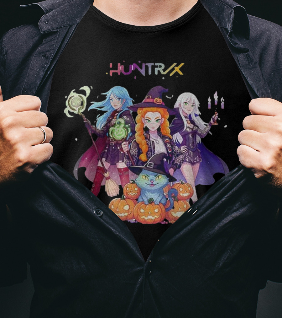 Huntrix Halloween 2025 Pumpkin Kpop Demon Hunter Spooky Witches And Cat T-Shirt
