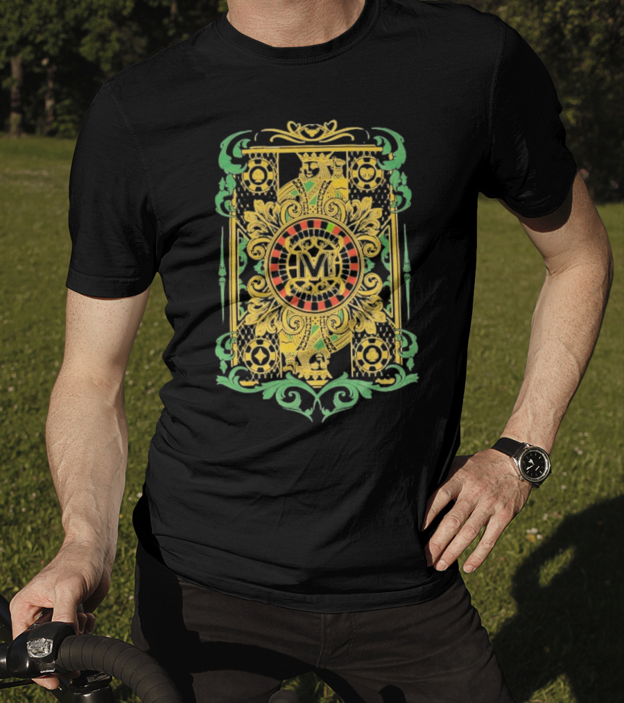 Vegas Matt The King Ornate Card Green Gold Circular M T-Shirt