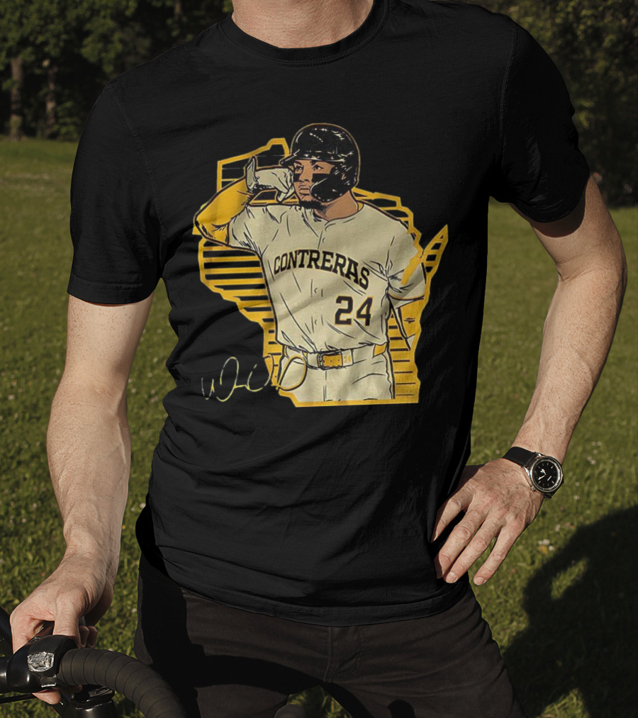 William Contreras Milwaukee Brewers Number 24 Call The 'Pen Signature T-Shirt