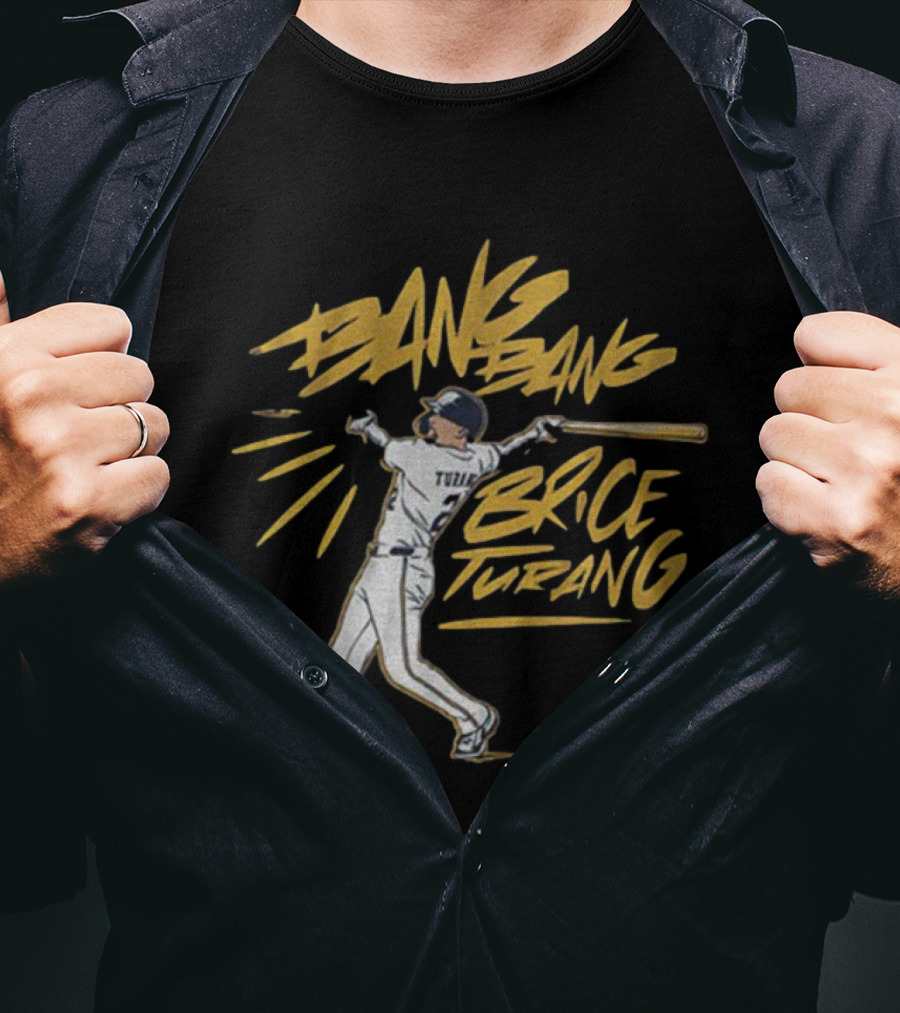 Bang Bang Brice Turang Milwaukee Brewers MLB 2025 Baseball Action T-Shirt