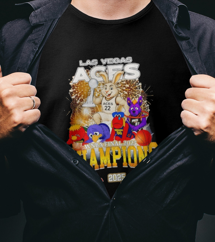 Las Vegas Aces 2025 WNBA Final Champions Phoenix Indiana Seattle Mascot T-Shirt