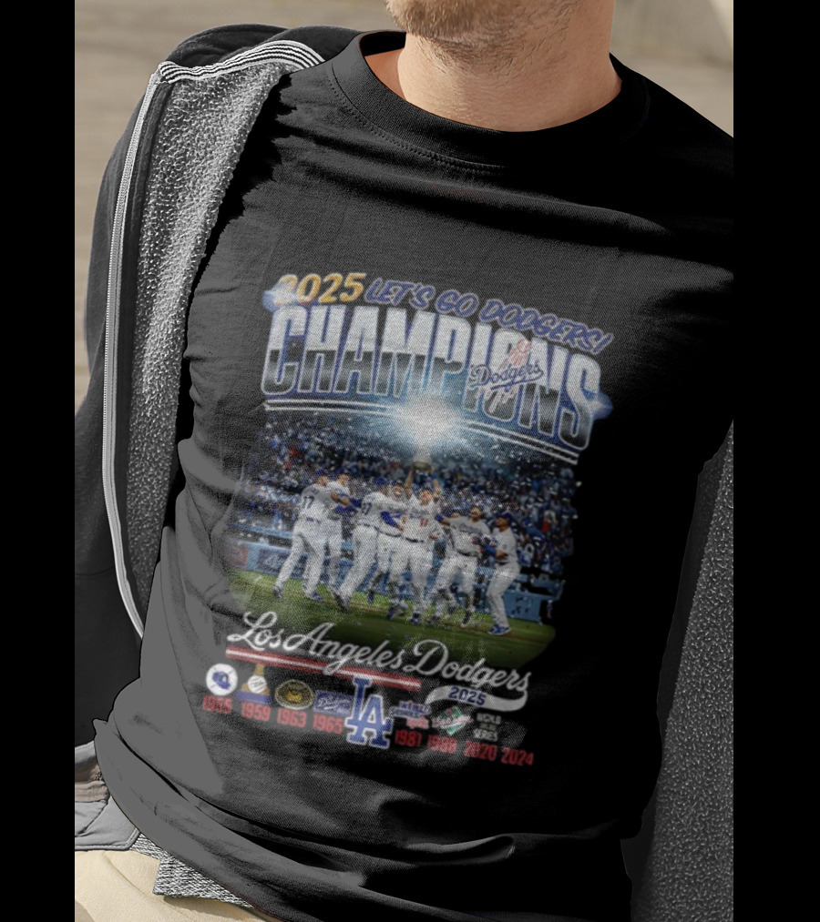 Los Angeles Dodgers 2025 World Series Champions Let's Go Dodgers MLB Baseball T-Shirt