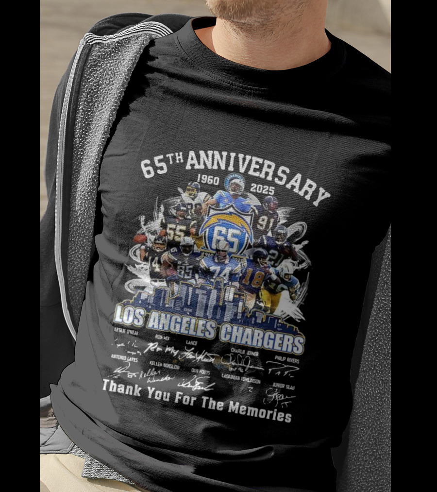 Los Angeles Chargers 65th Anniversary 1960 2025 Thank You For The Memories T-Shirt
