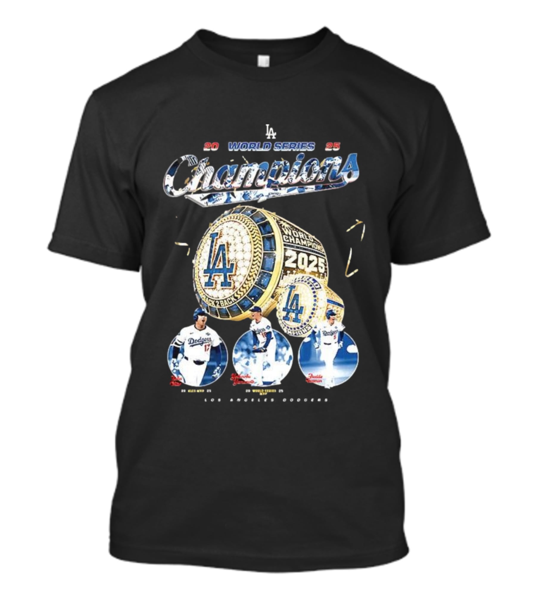 Los Angeles Dodgers 2025 World Series Champions Back 2 Back Ring Edition T-Shirt