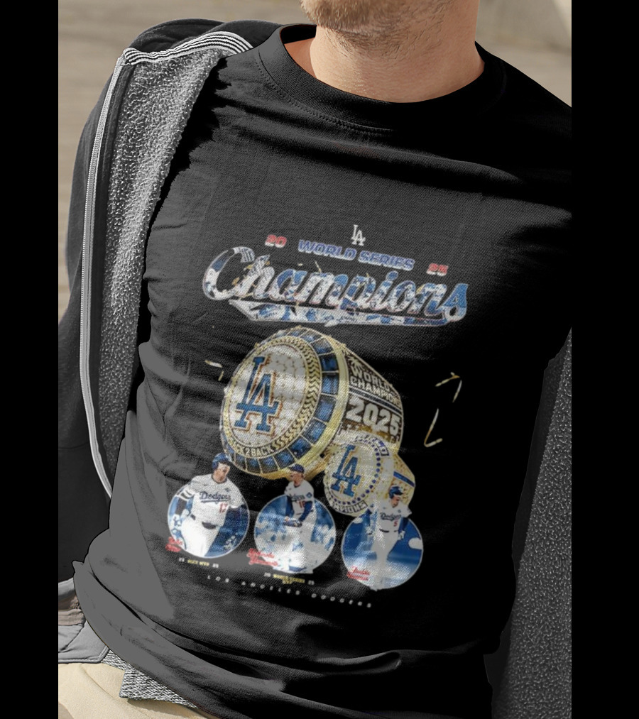 Los Angeles Dodgers 2025 World Series Champions Back 2 Back Ring Edition T-Shirt