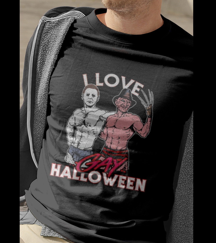 I Love Gay Halloween Michael Myers Freddy Krueger T-Shirt