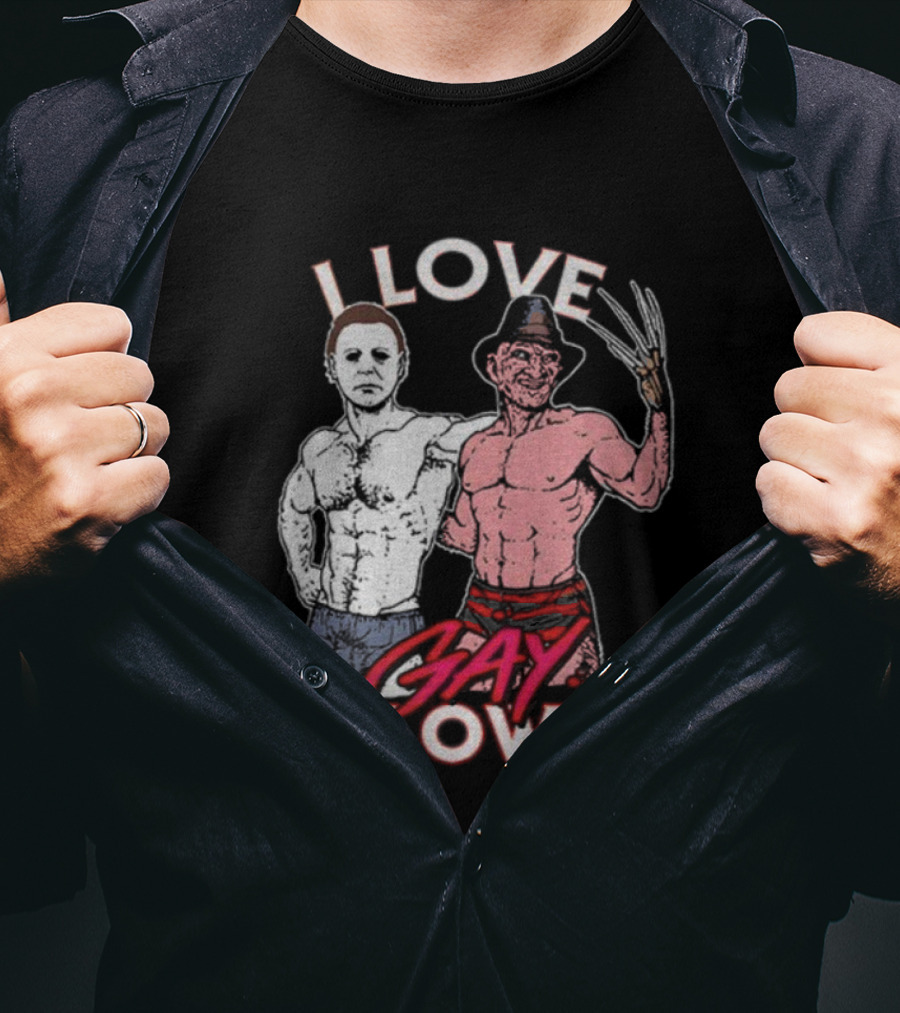 I Love Gay Halloween Michael Myers Freddy Krueger T-Shirt