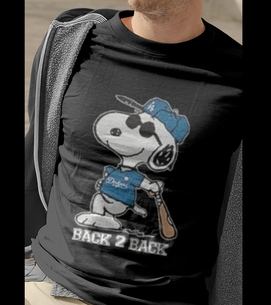 Snoopy Dodgers Back 2 Back Baseball Champion T-Shirt