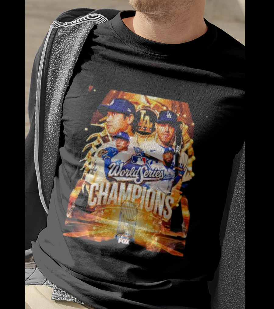 Los Angeles Dodgers 2025 World Series Champions MLB Logo Fox Sports Coverage T-Shirt