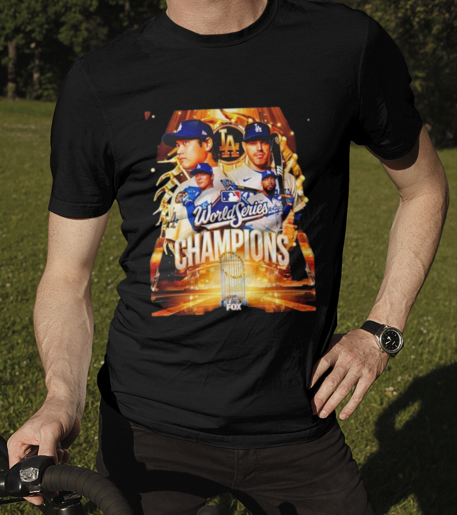 Los Angeles Dodgers 2025 World Series Champions MLB Logo Fox Sports Coverage T-Shirt