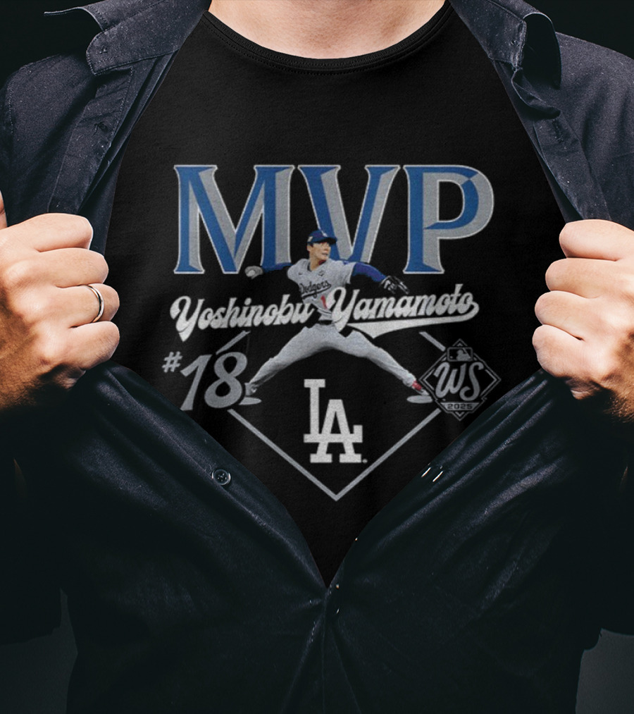 Yoshinobu Yamamoto MVP Los Angeles Dodgers 2025 World Series Champions #18 T-Shirt
