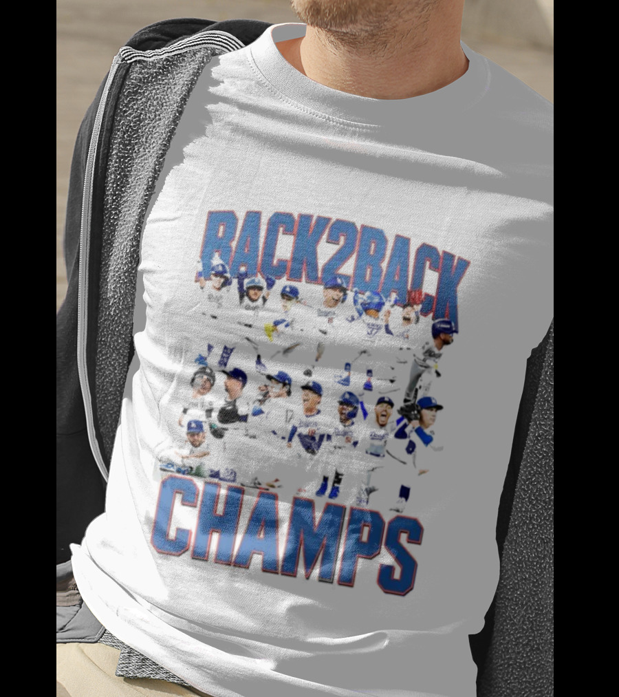 Back 2 Back LA Dodgers Champs Team Celebration T-Shirt