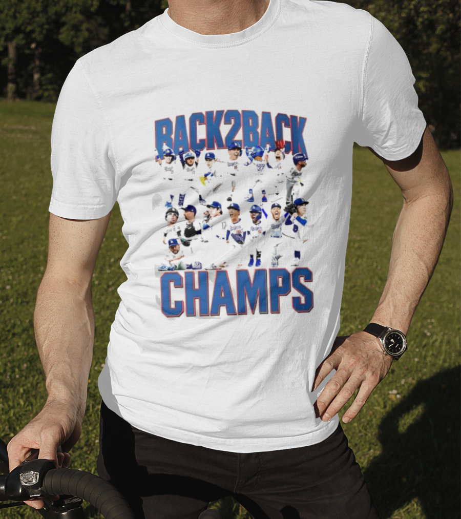 Back 2 Back LA Dodgers Champs Team Celebration T-Shirt