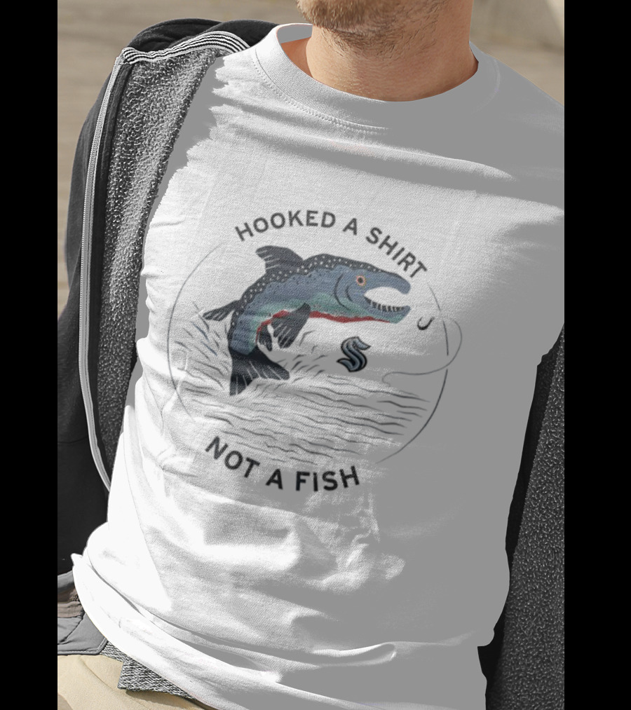 Hooked A Not A Fish Catchy Fishing Hook Design T-Shirt