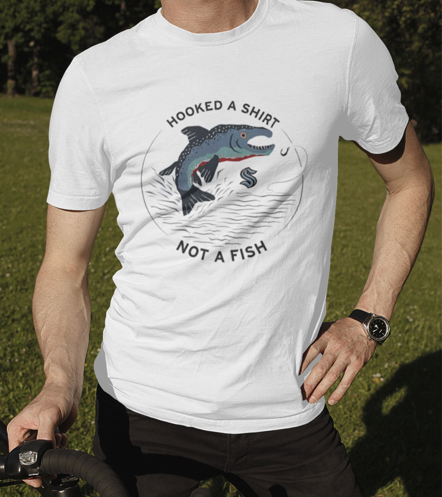Hooked A Not A Fish Catchy Fishing Hook Design T-Shirt