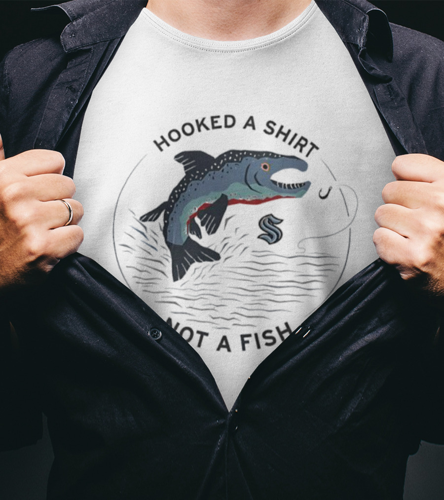 Hooked A Not A Fish Catchy Fishing Hook Design T-Shirt