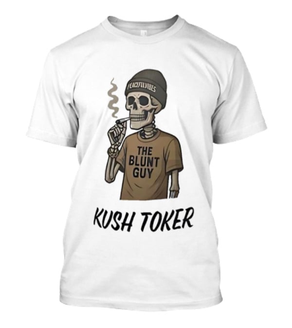 Kush Toker Skeleton Smoking The Blunt Guy T-Shirt