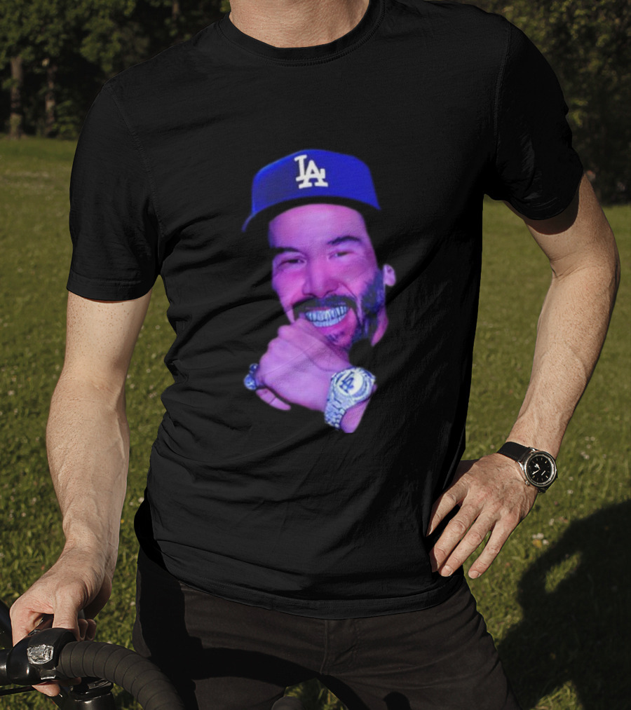 LA Dodgers Keanu Reeves Diamond Grill Bling T-Shirt