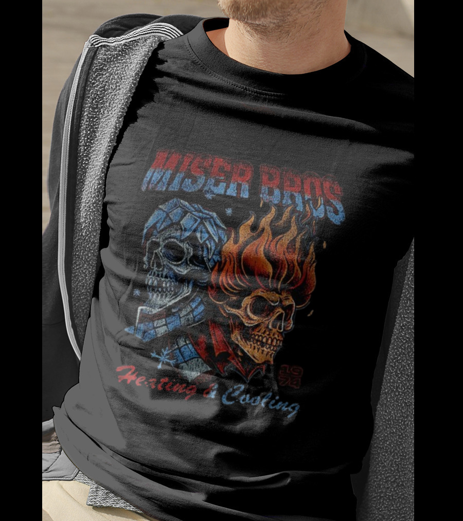 Miser Bros 1974 Skull Fire Ice Heating Cooling T-Shirt