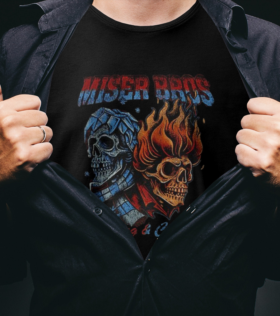 Miser Bros 1974 Skull Fire Ice Heating Cooling T-Shirt