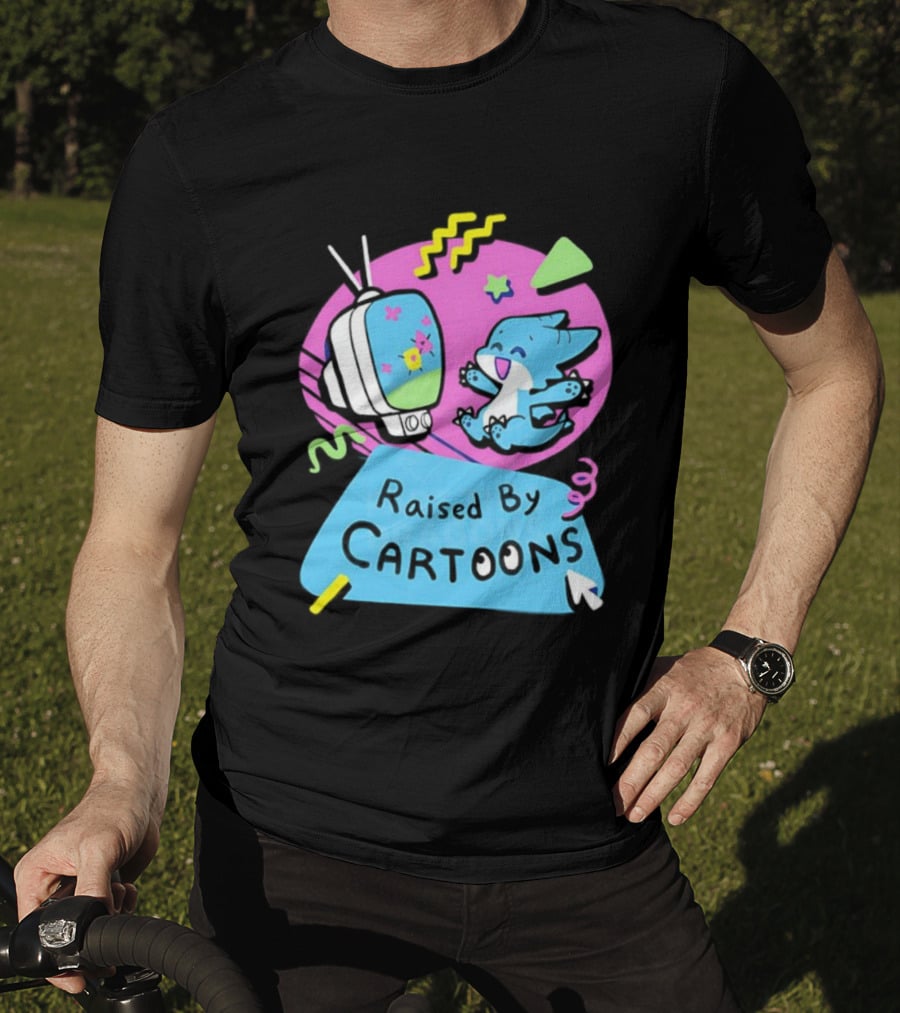 Raised By Cartoons Dragons Vibrant TV Retro Style T-Shirt