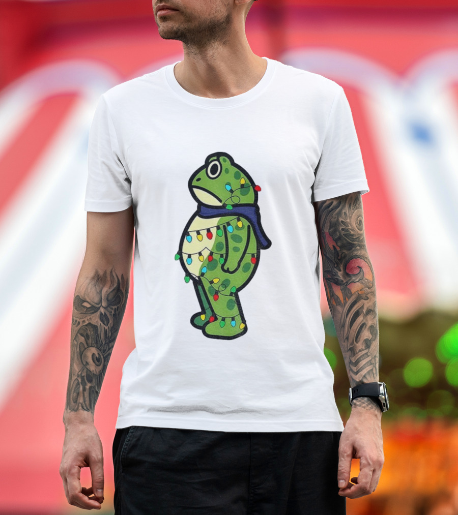 Political Portland Frog Merry Resistmas Christmas Lights Holiday T-Shirt