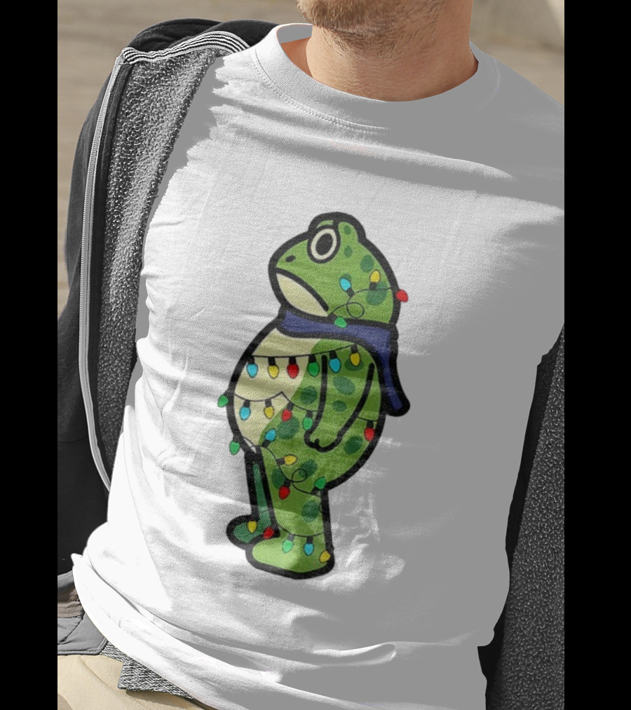 Political Portland Frog Merry Resistmas Christmas Lights Holiday T-Shirt