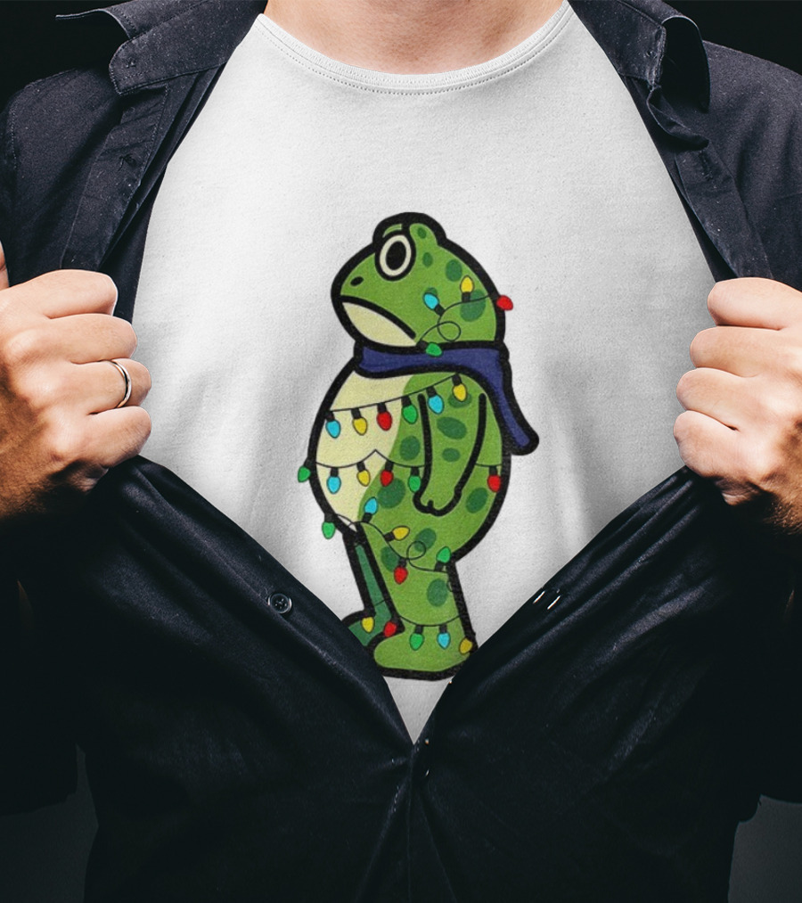 Political Portland Frog Merry Resistmas Christmas Lights Holiday T-Shirt