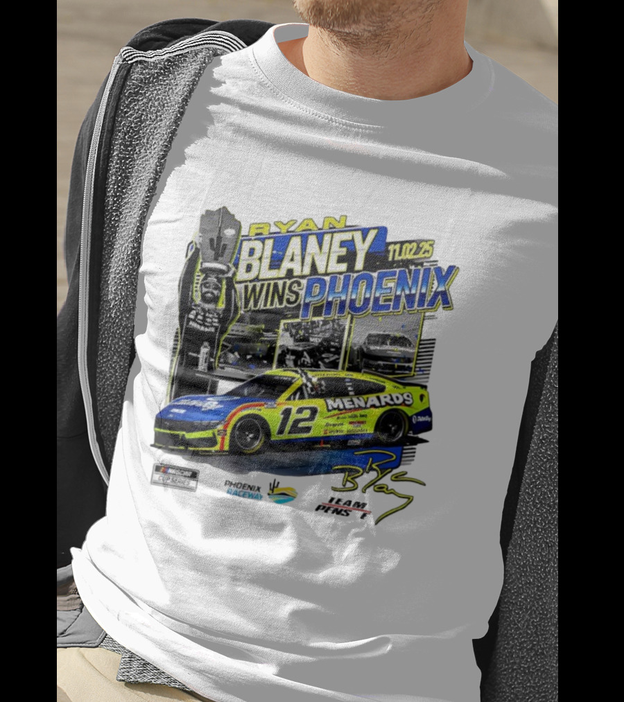 Ryan Blaney Wins Phoenix 11.02.25 NASCAR Cup Series Menards 12 Car Championship Race Phoenix Raceway T-Shirt