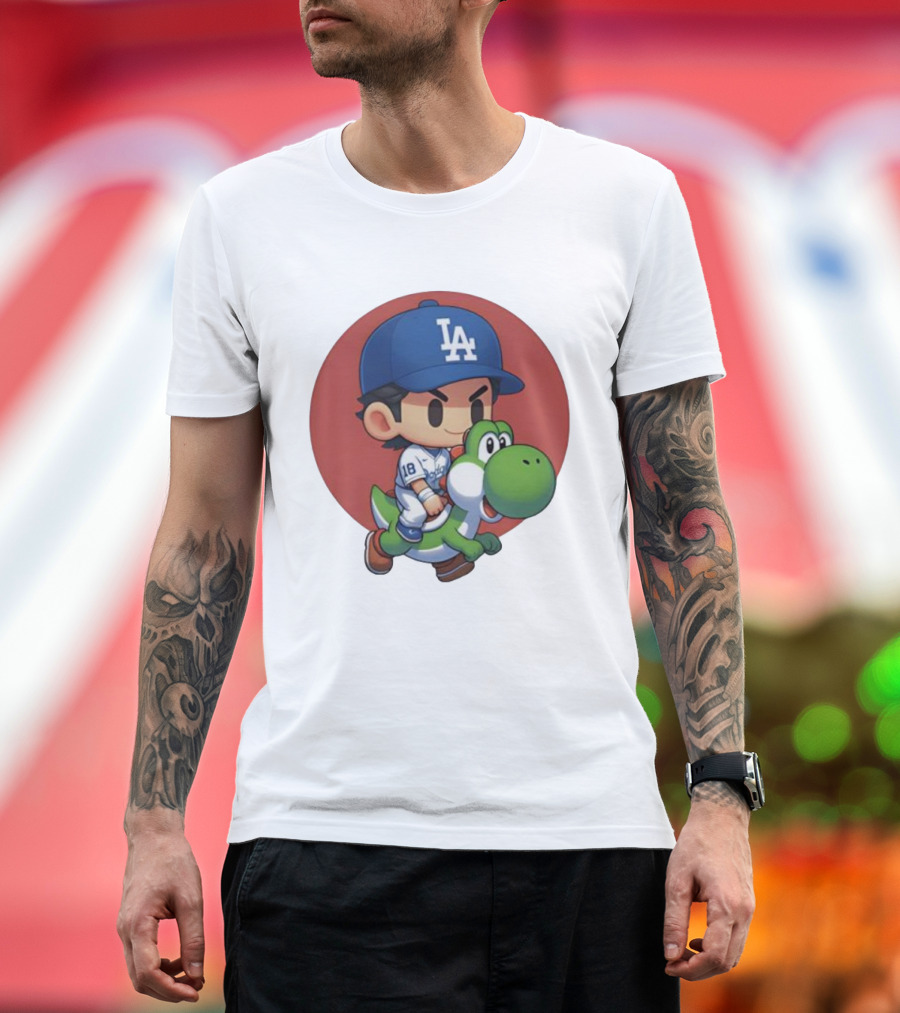 Yoshiiiiiii Natural Top Doyers Dave Yoshinobu LA Baseball Yoshi Riding 18 T-Shirt