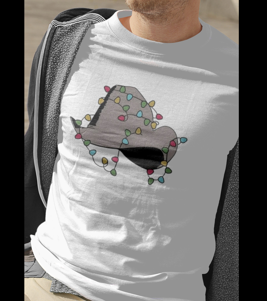 Dwight Yoakam Christmas Light Cowboy Hat Holiday String Lights T-Shirt