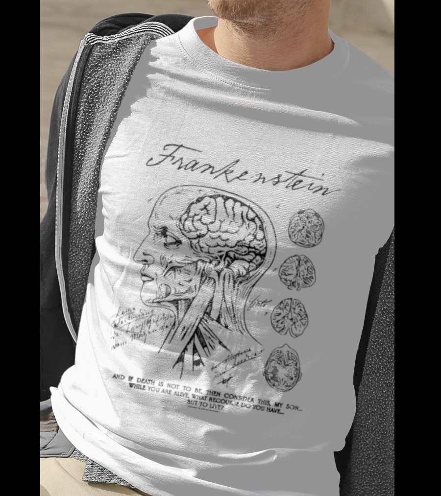 Frankenstein Anatomy Brain Diagram Text T-Shirt