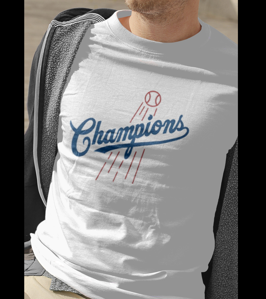 Champions Baseball Red Blue Artistic MLB Style T-Shirt