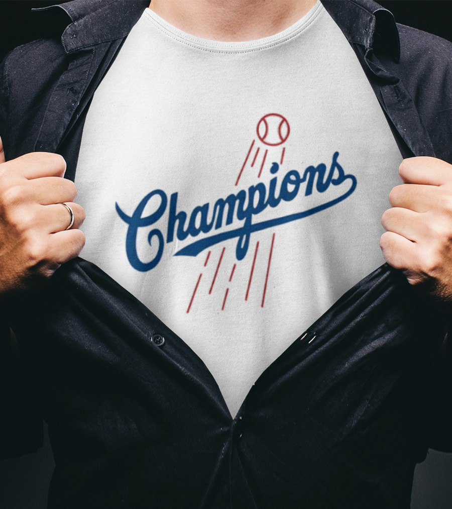 Champions Baseball Red Blue Artistic MLB Style T-Shirt