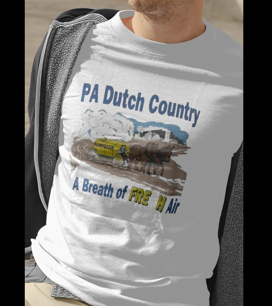 PA Dutch Country A Breath Of Fresh Air Horse-Drawn Fertilizer Vintage Scene T-Shirt
