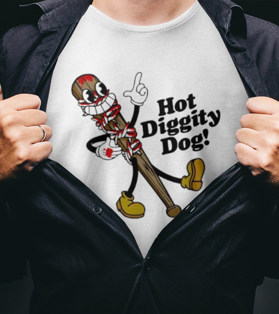 The Walking Dead 15th Anniversary Hot Diggity Dog Bat Character T-Shirt