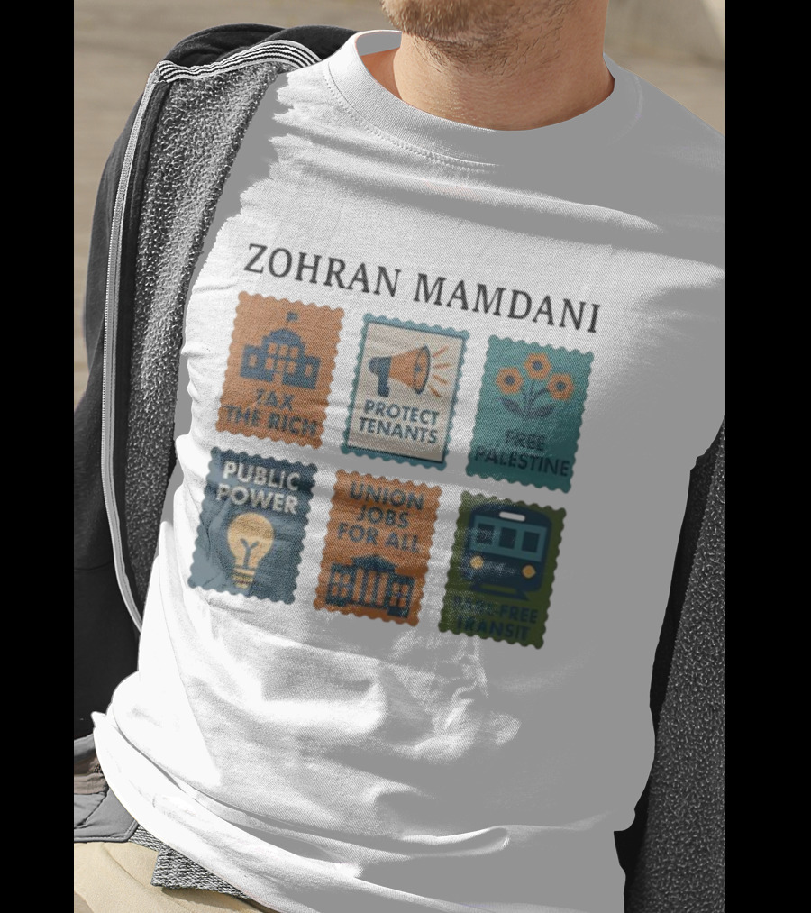 Zohran Mamdani Tax The Rich Protect Tenants Free Palestine Public Power Union Jobs For All Fare-Free Transit T-Shirt