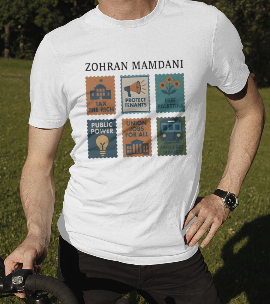 Zohran Mamdani Tax The Rich Protect Tenants Free Palestine Public Power Union Jobs For All Fare-Free Transit T-Shirt