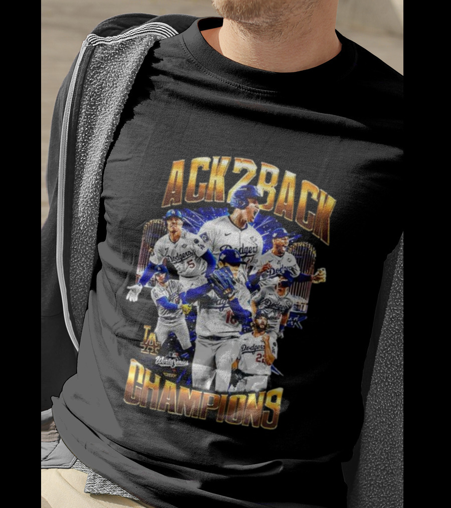 Los Angeles Dodgers World Series Back 2 Back Champions Player Trophy T-Shirt