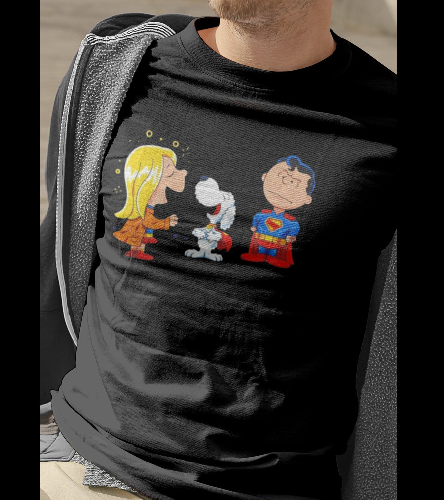 Supergirl Krypto And Superman Peanuts Style Kryptonuts Crossover T-Shirt
