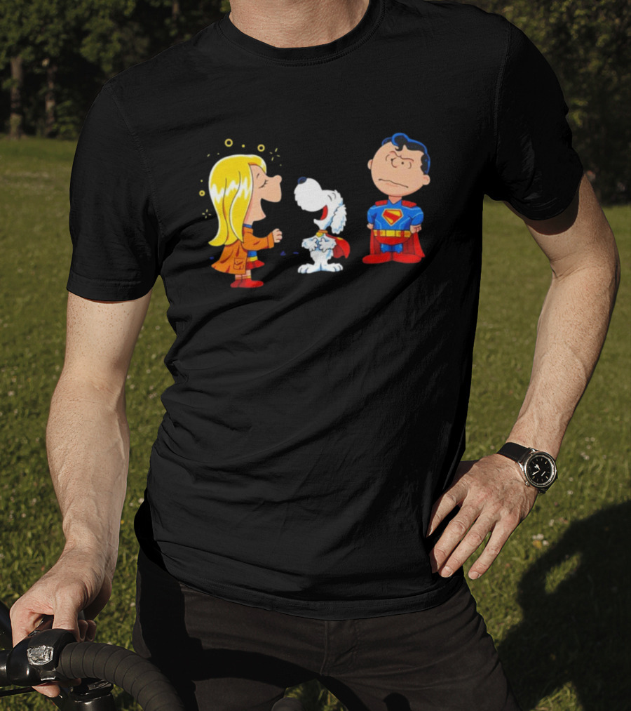 Supergirl Krypto And Superman Peanuts Style Kryptonuts Crossover T-Shirt