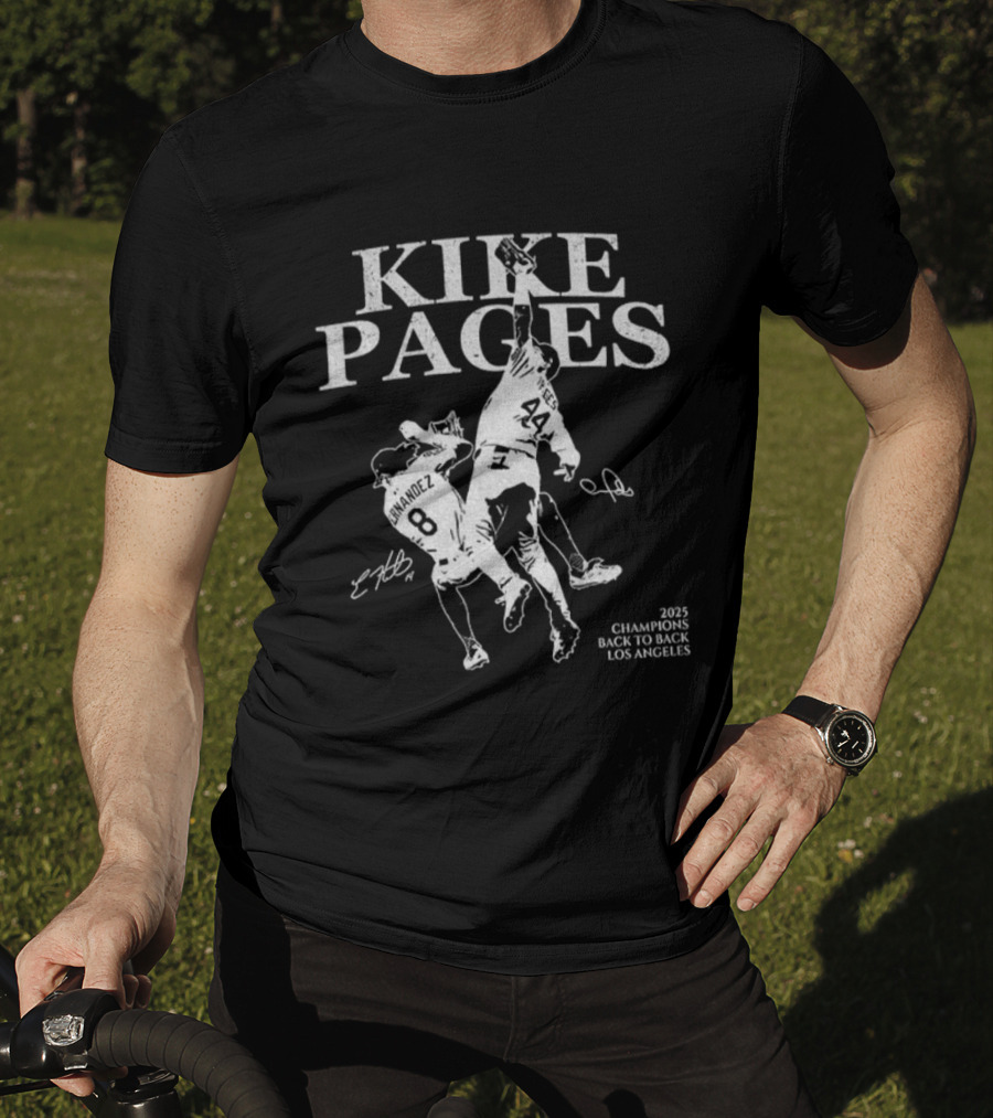 Kike Pages Los Angeles 2025 Champions Back To Back Baseball Signature T-Shirt