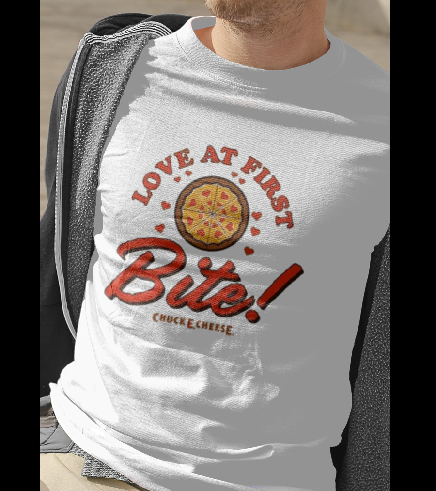 Love At First Bite Chuck E Cheese Pizza Hearts T-Shirt
