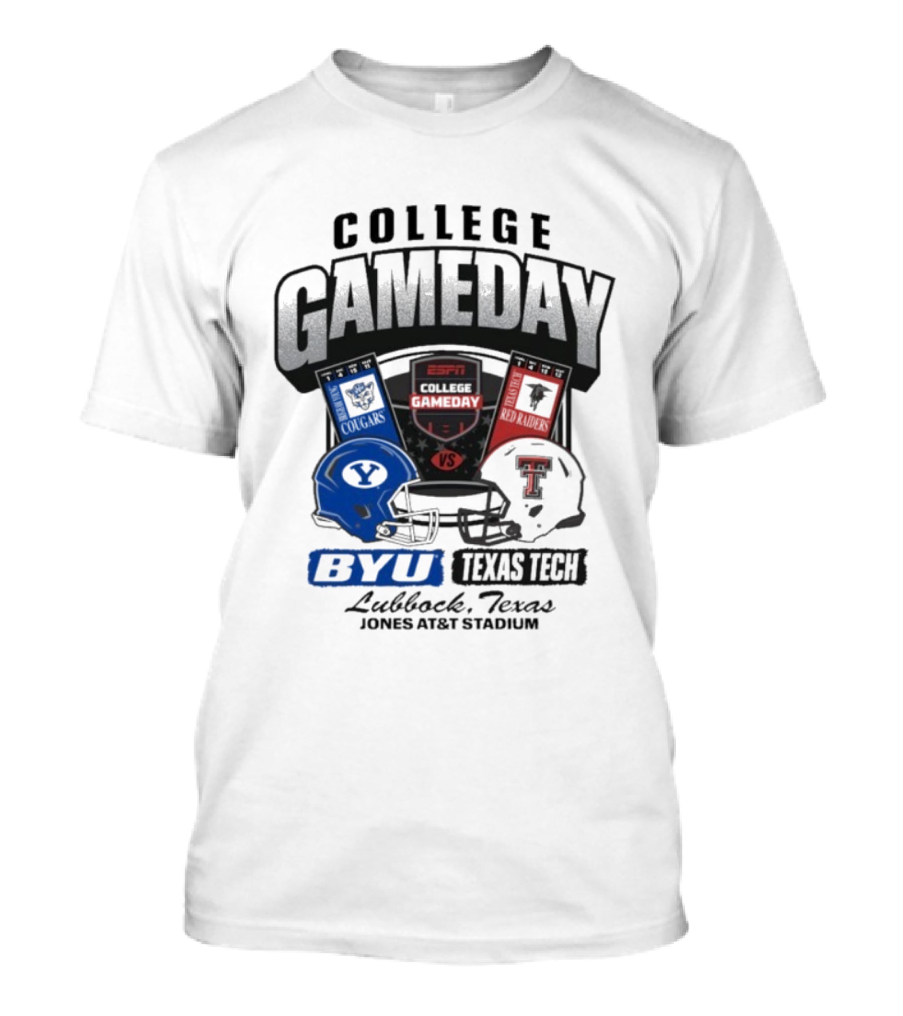 BYU Cougars Vs Texas Tech Red Raiders College Gameday ESPN Jones AT&T Stadium Lubbock Texas T-Shirt