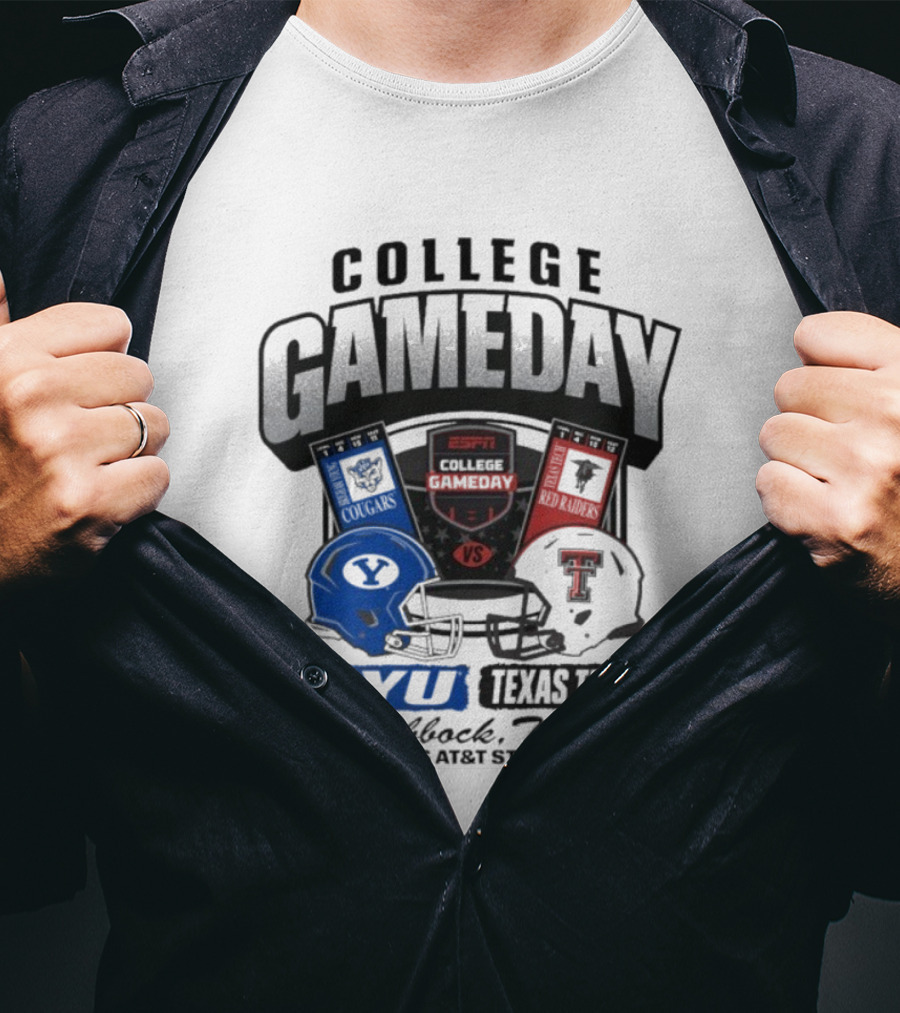 BYU Cougars Vs Texas Tech Red Raiders College Gameday ESPN Jones AT&T Stadium Lubbock Texas T-Shirt